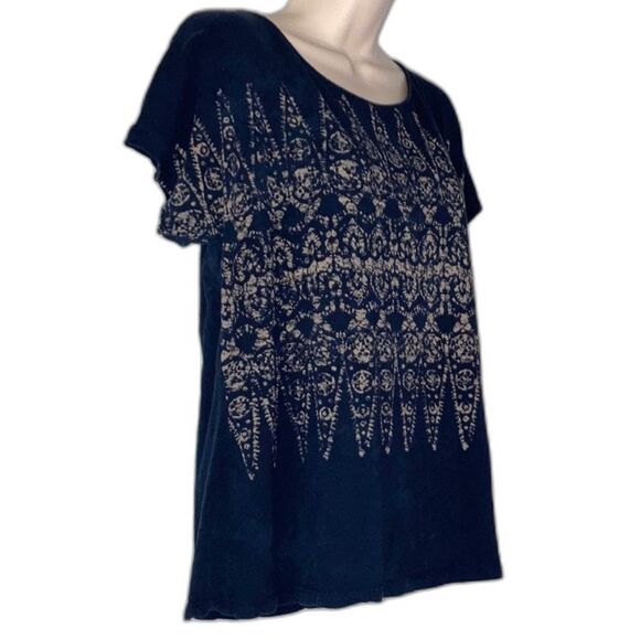 LUCKY BRAND Boho Bohemian Geometric Pattern Short Sleeve Tshirt Womens XL - Picture 2 of 6